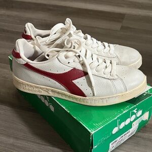 Diadora White Sneakers with Red Detail